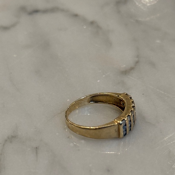 GOLD & DIAMOND Two-Row Cluster Band Ring, 10K Circa 1980s–90s - Picture 3 of 6